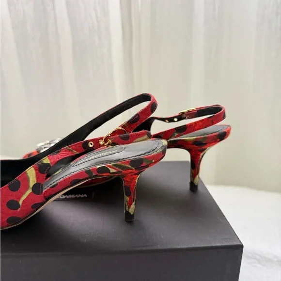 Dolce & Gabbana Red Polka Dot Embellished Heels size 7 - Picture 5 of 12